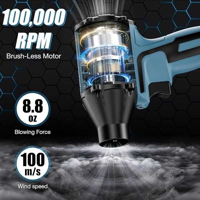 Dmuchawa akumulatorowa silnik bezszczotkowy, 18V, 150W, 100000RPM!!!