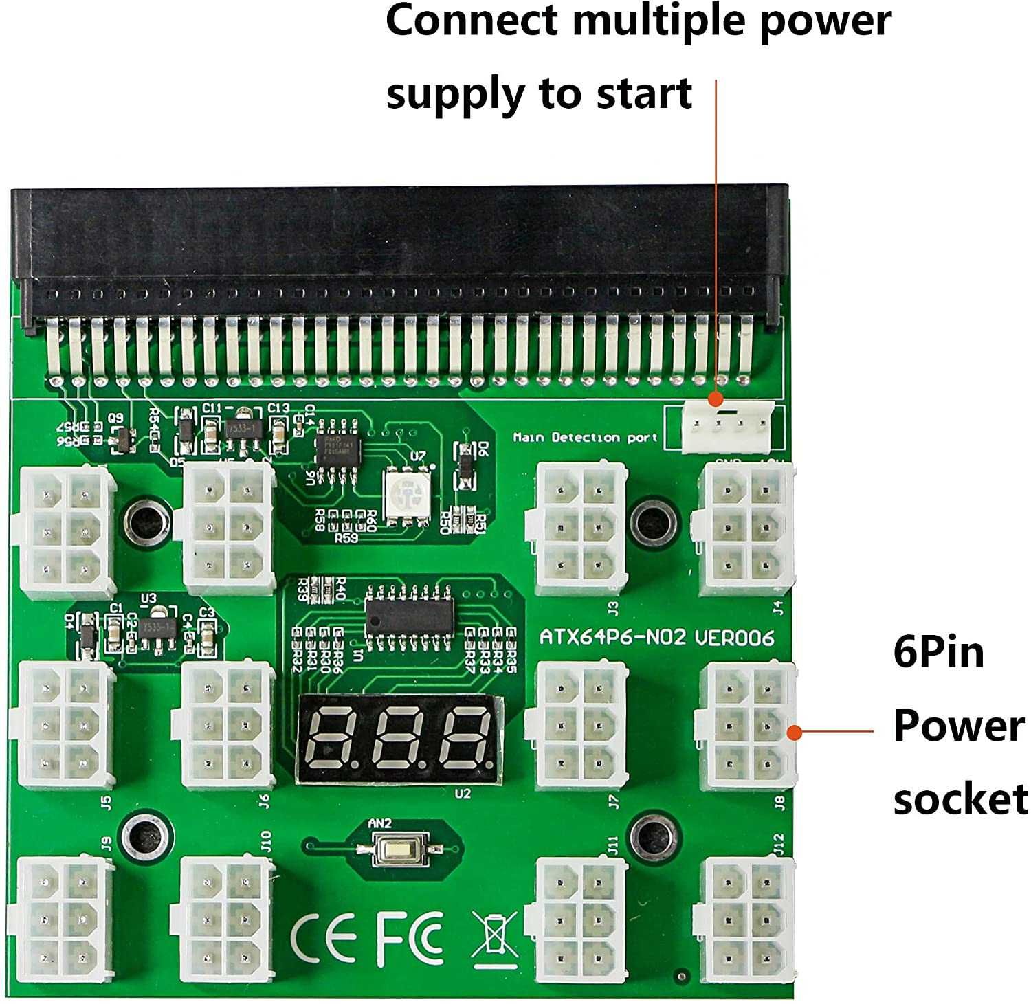 Плата для майнинга Breakout Board 12 PCI-E HP DPS-1200/DPS750