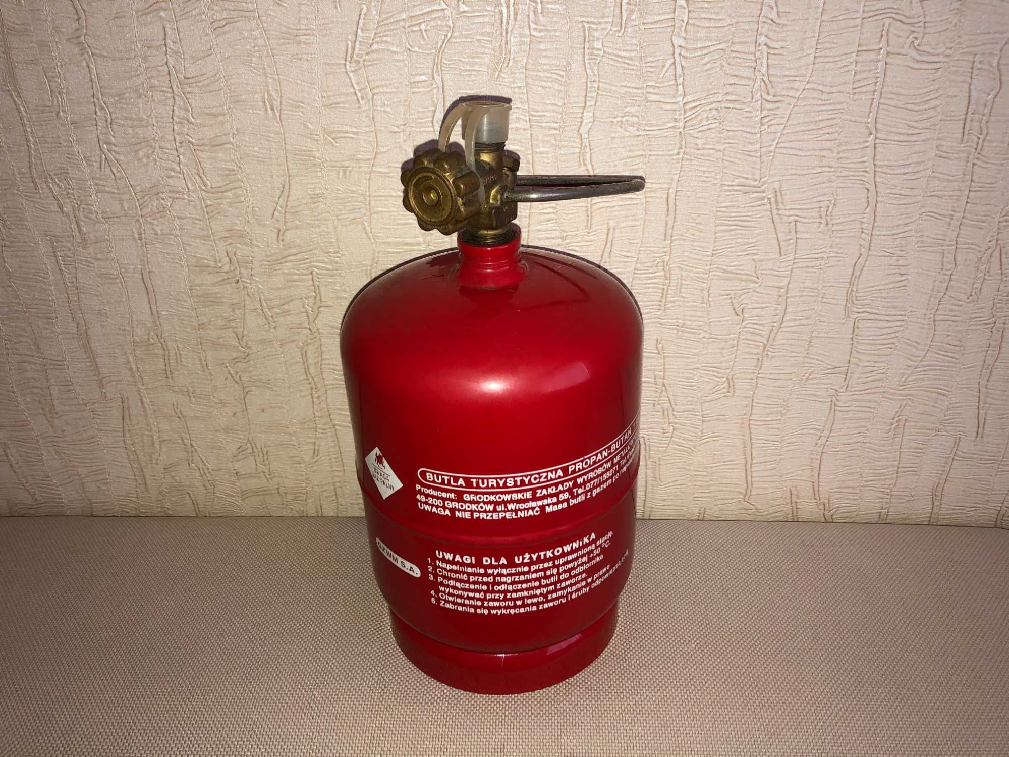 Газовый баллон 3 л с конфоркой + переходник.  Примус. Польша !