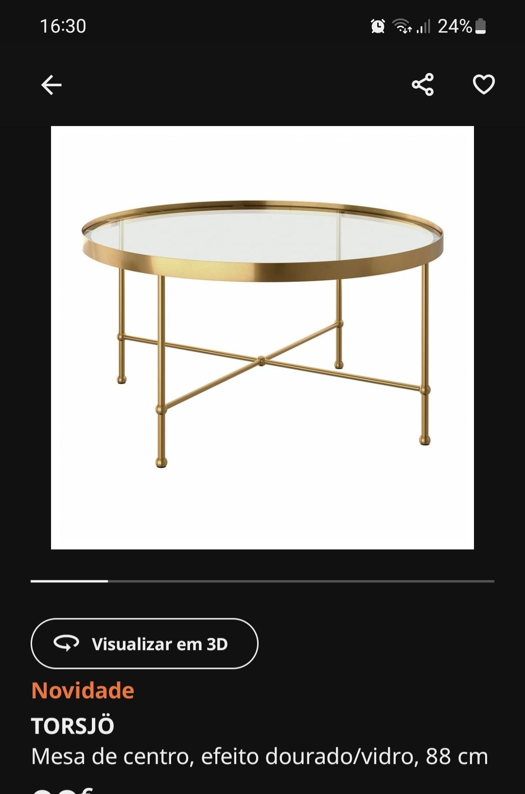 Mesa de centro dourada Torsjo