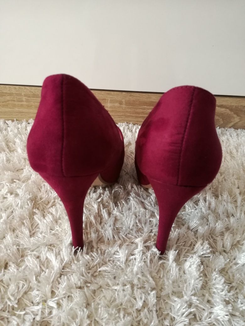 Śliczne bordowe szpilki, czółenka Dorothy Perkins, rozmiar 38