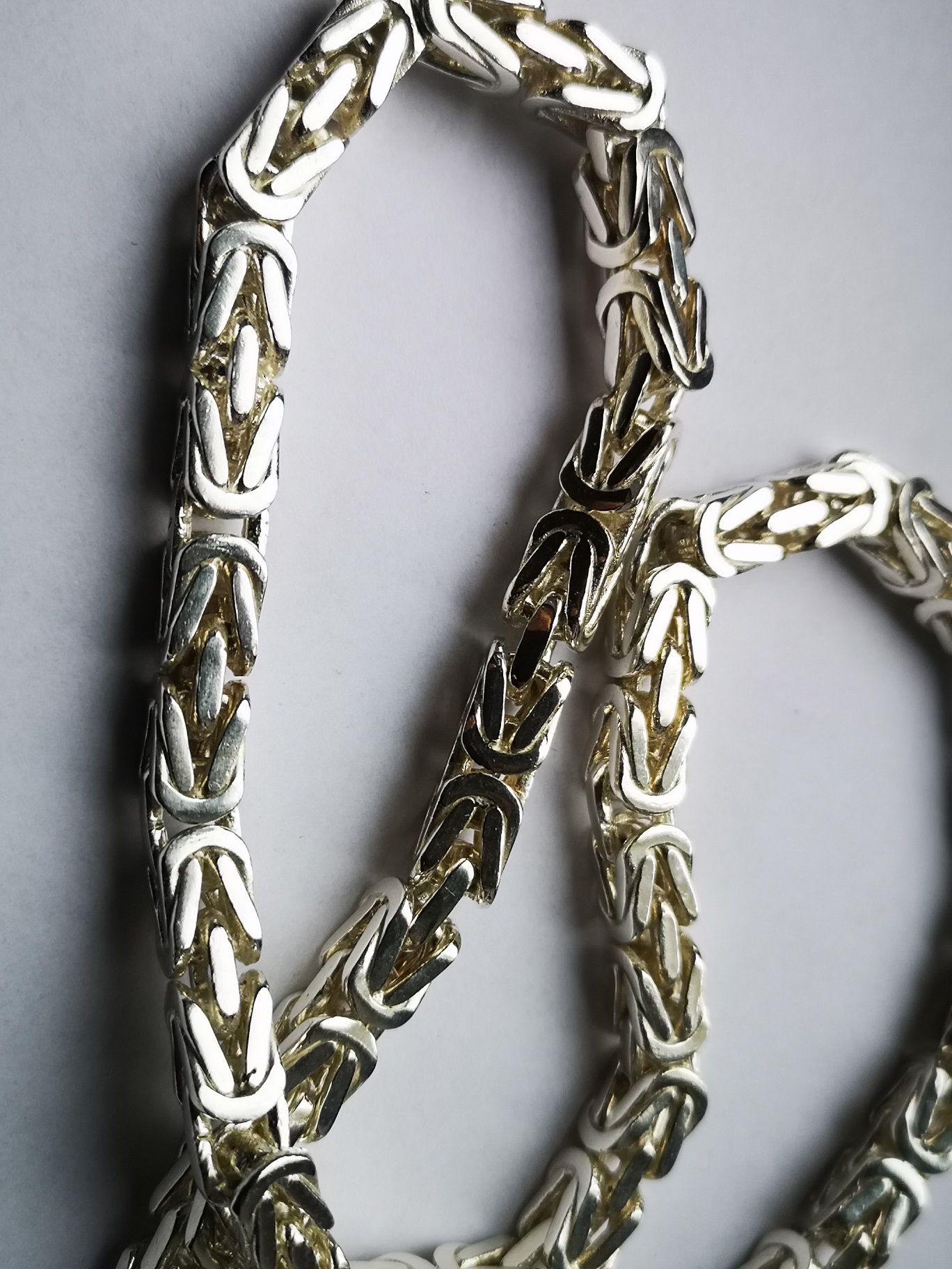 Pełny rasowy Królewski srebrny łańcuch srebro konkret 224,8g łańcuszek