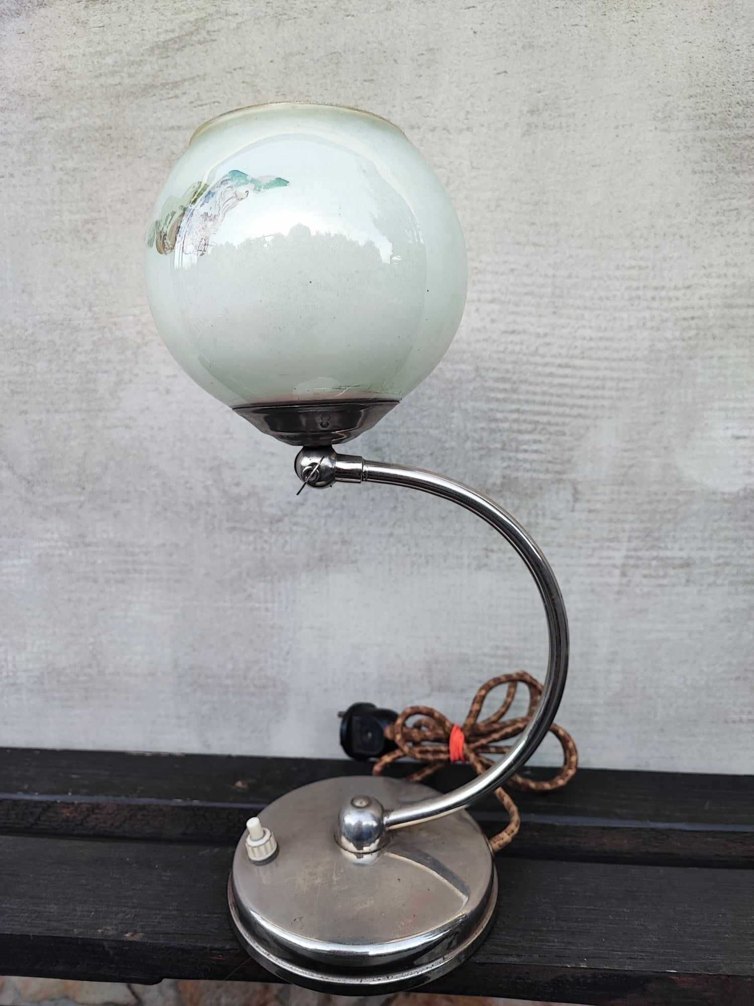 Art Deco niklowana lampka,lata 40-50