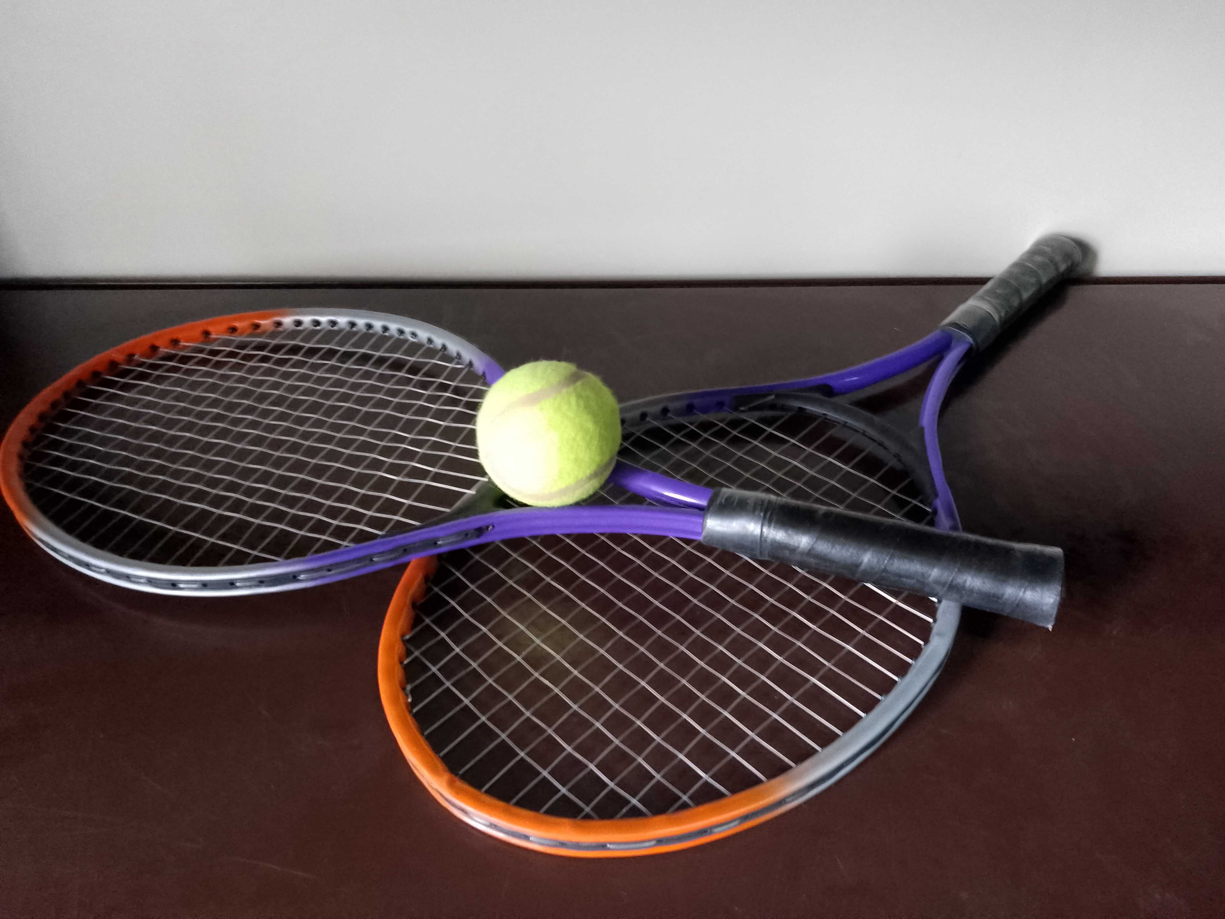 RAKIETY Z PIŁKĄ PALETKI BADMINTON zestaw 2 sztuki lekkie z pokrowcem