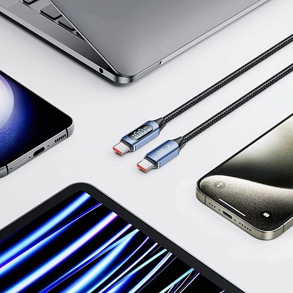 Kabel Tech-Protect UltraBoost z wyświetlaczem LED USB-C / USB-C PD 100
