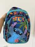 Duży plecak szkolny stitch granatowy niebeiski liscie