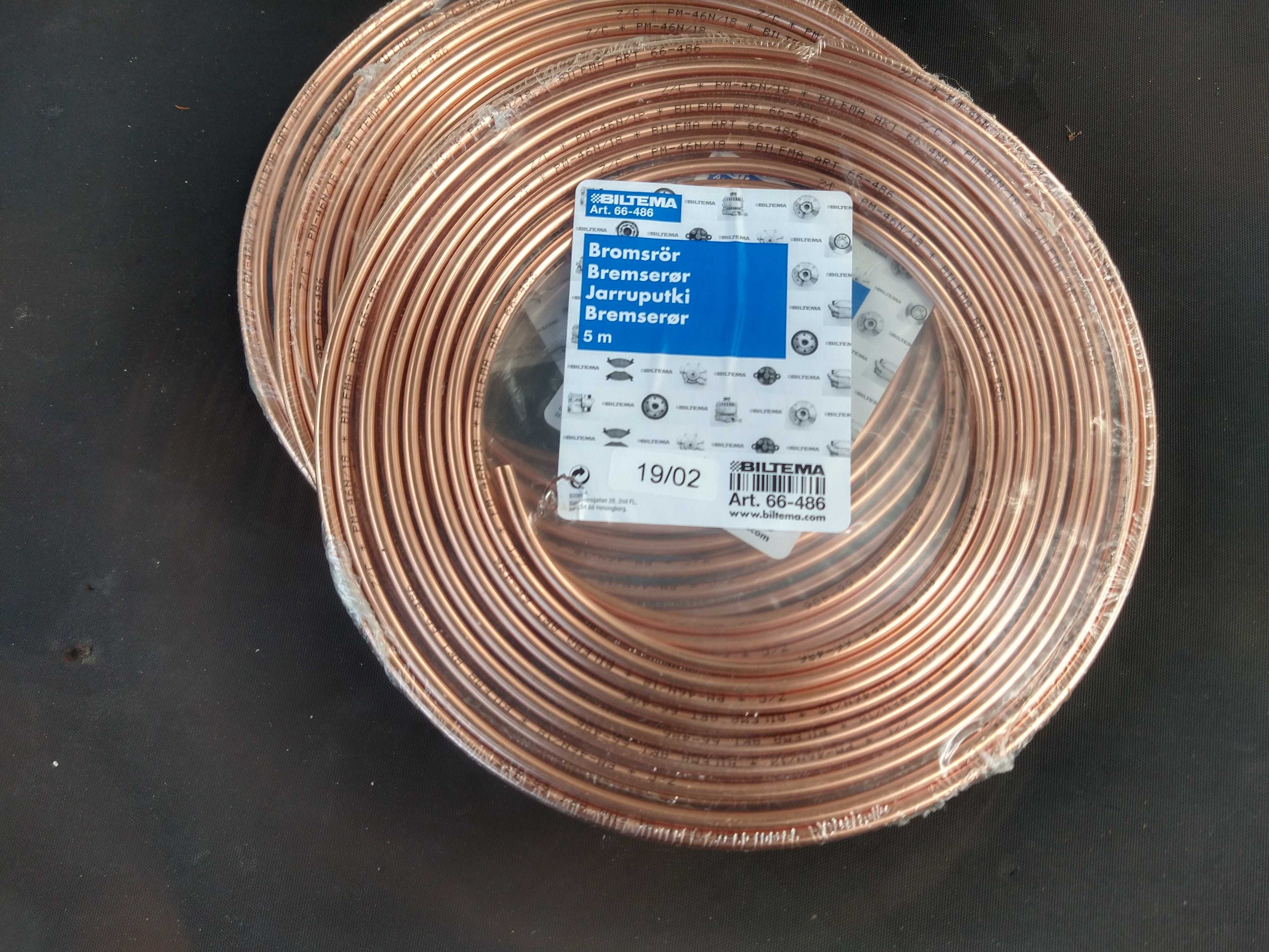 Przewód Miedziany , Rurka hamulcowa  3/16" 4,75mm BILTEMA 5m