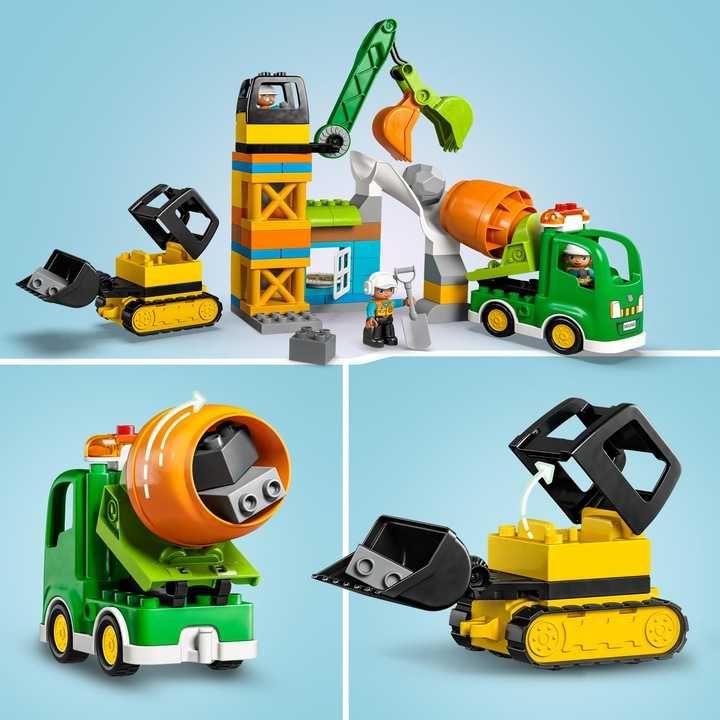 LEGO Duplo Plac Budowy Dźwig Betoniarka 3 figurki Prezent