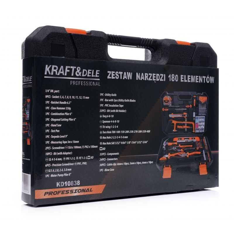 ZESTAW NARZĘDZI ręcznych 180 el. NASADKI BITY w walizce Kraft KD10838
