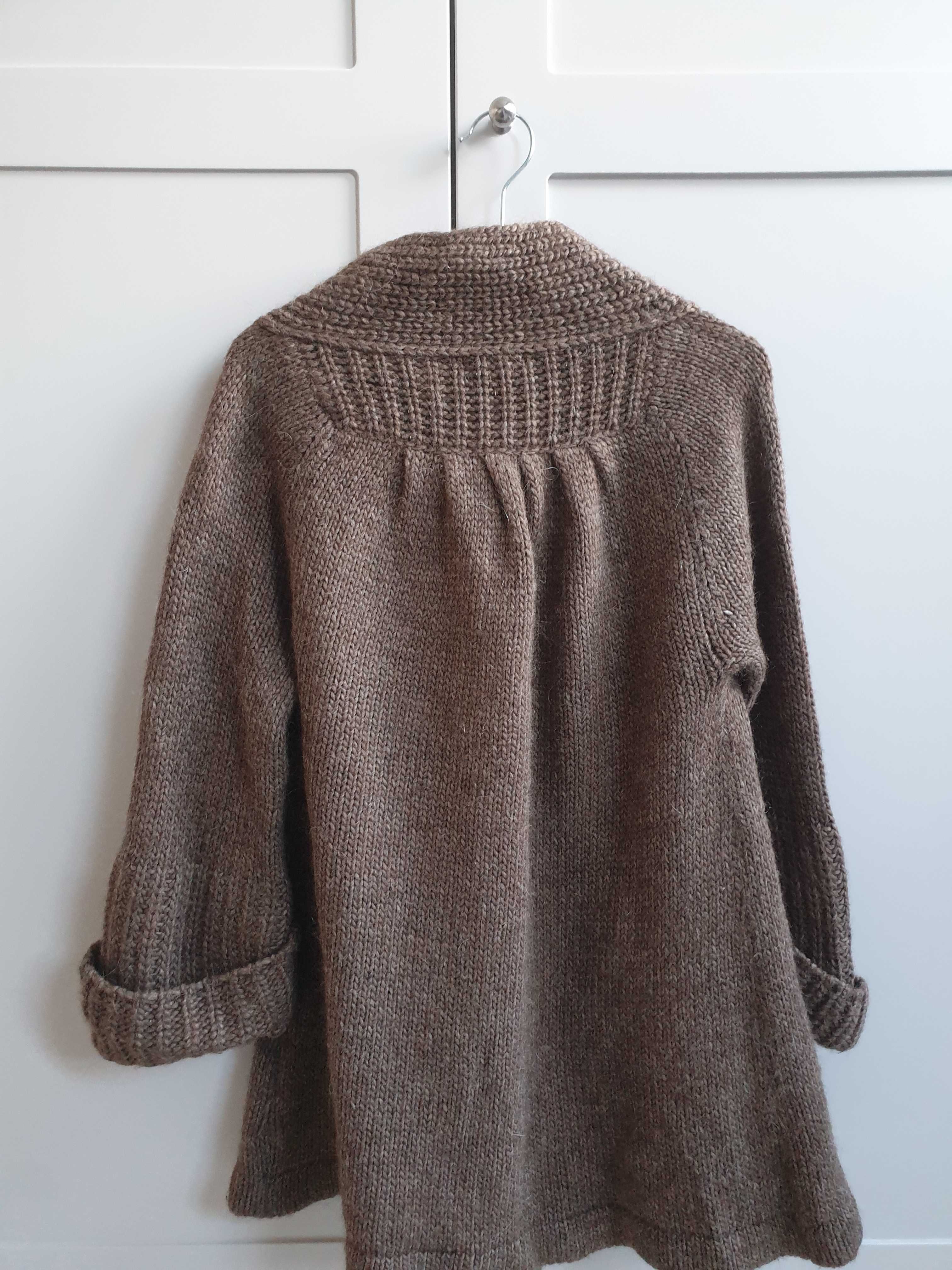 Sweter kardigan oversize Massimo Dutti 36 38 moher alpaka wełna