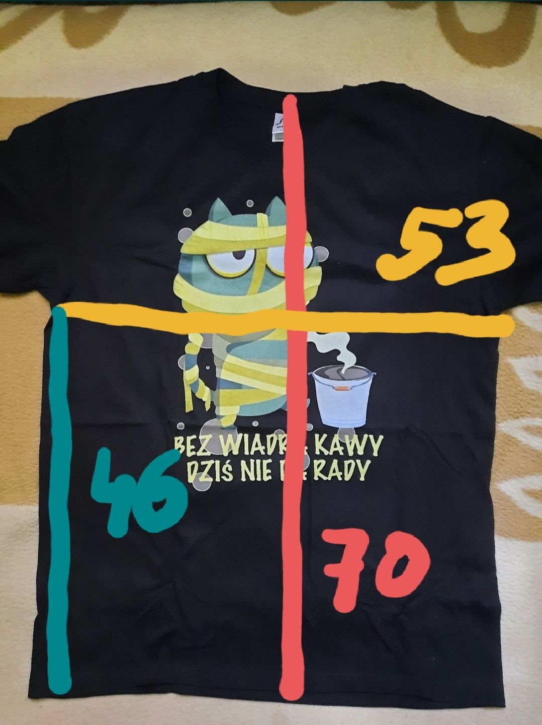 Koszulka Kot Kawa Mumia Bez wiadra kawy dzś śmieszna t-shirt Prezent L