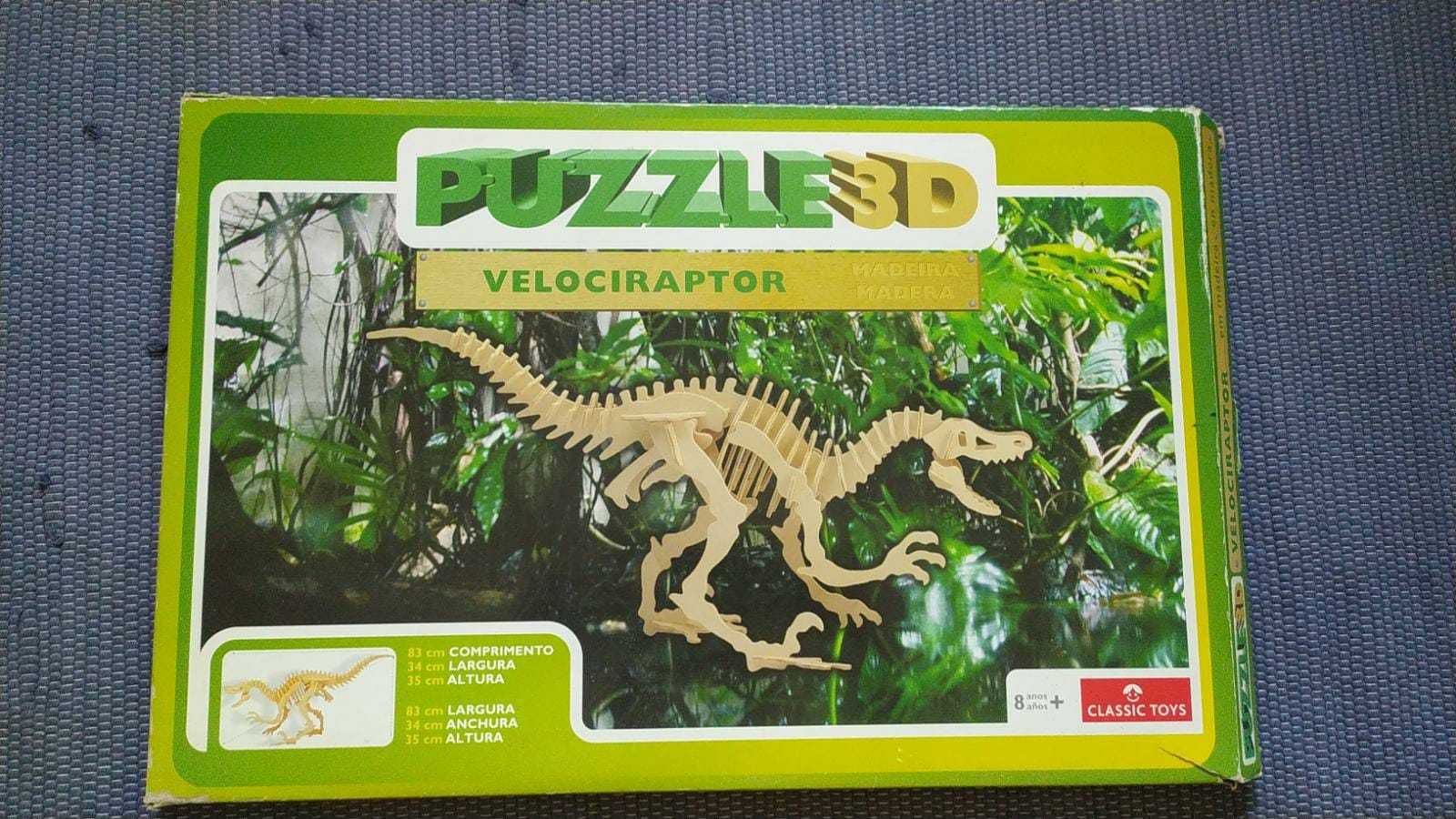 Puzzle 3D Velociraptor de Madeira