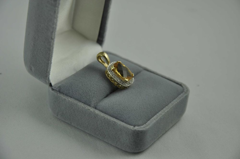 Apart złota zawieszka 14K/585 z diamentami i cytrynem