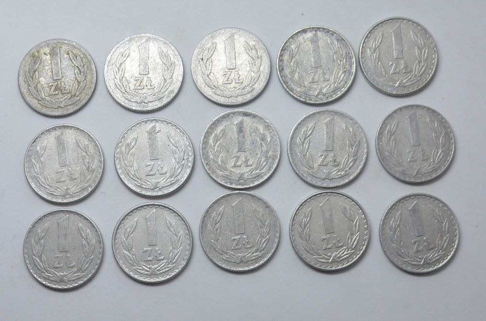 Monety Polska PRL 1 Złoty 1949 - 1988, 15 sztuk Stan II do III-, C95