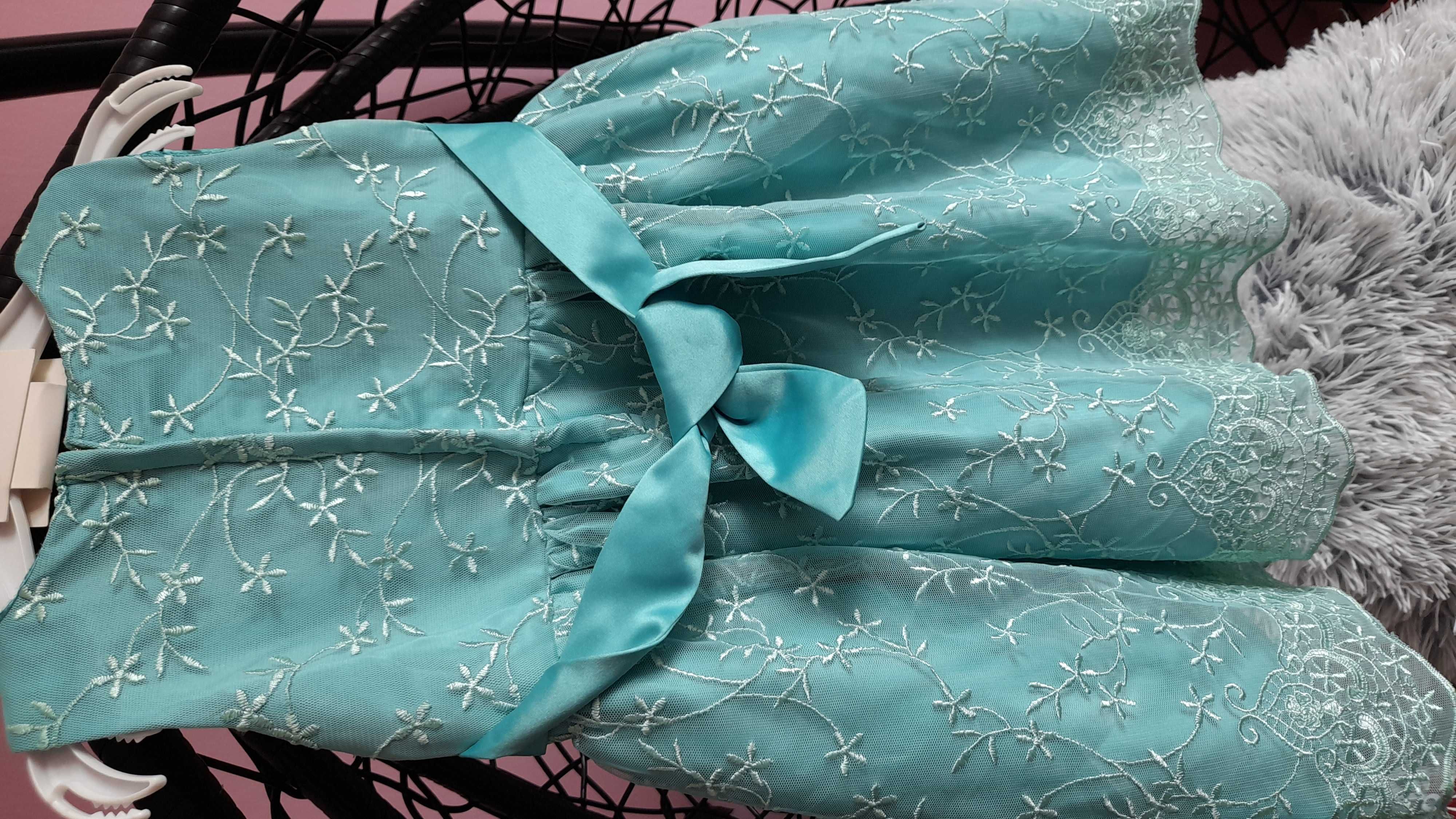 Sukienka dziecieca elegancka zielona butterfly wings 18/23 miesiace