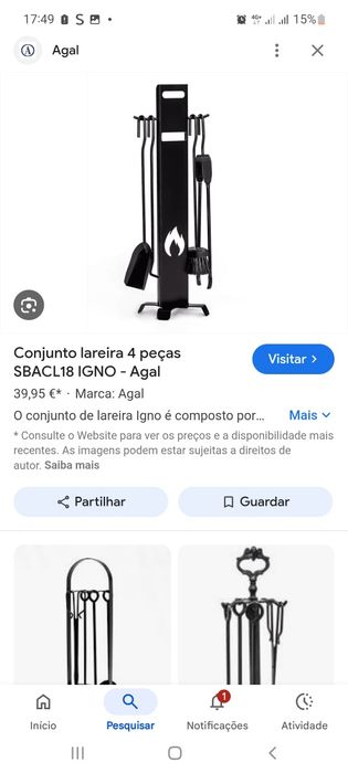 Conjunto Lareira 4 peças