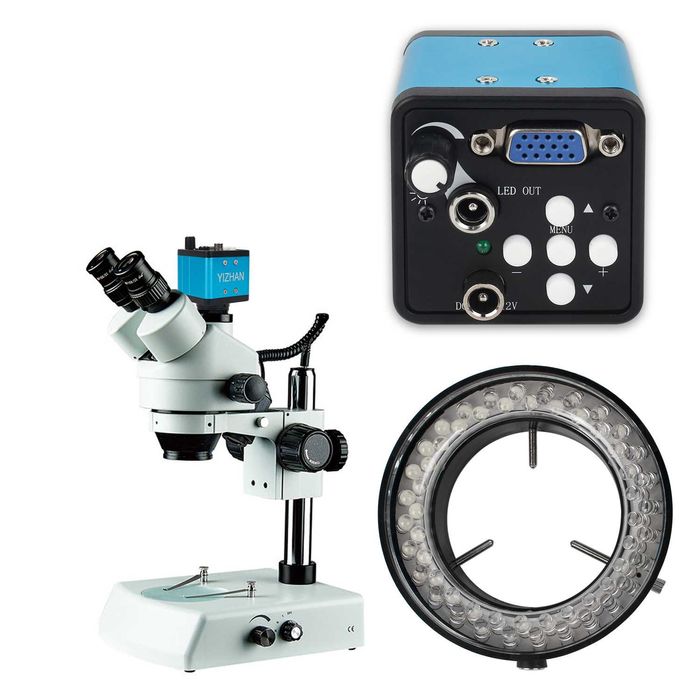 Микроскоп промышленный для электроники 13Мп 1080P VGA, 180x зум, LED