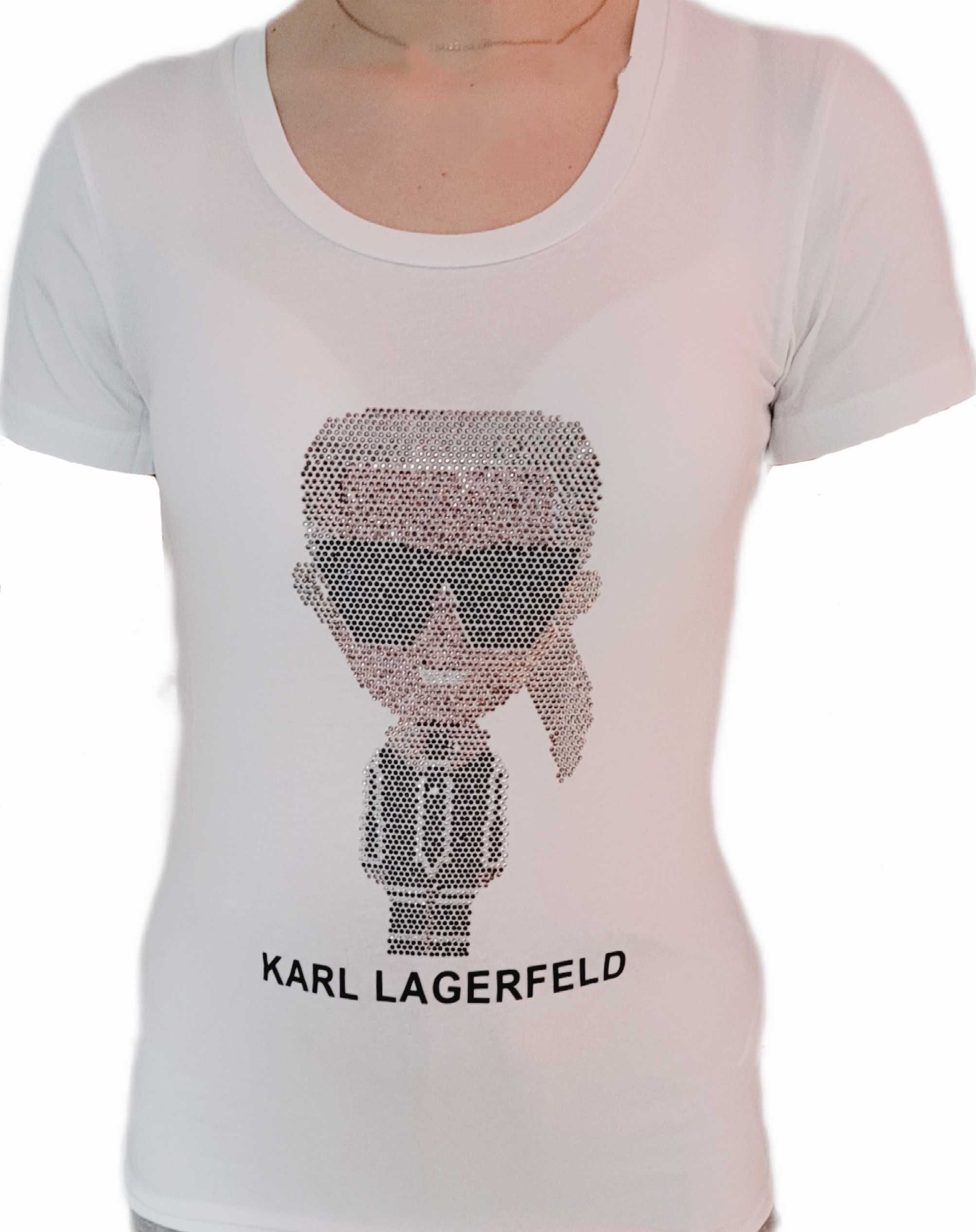 Koszulka damska Karl Lagerfeld roz.S Cyrkonie biała