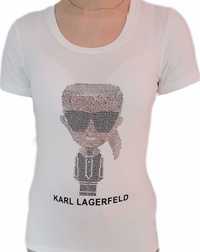 Koszulka damska Karl Lagerfeld roz.S Cyrkonie biała