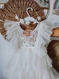 Nowa biała sukienka tiulowa 92 cm na wesele chrzest komunie sesja