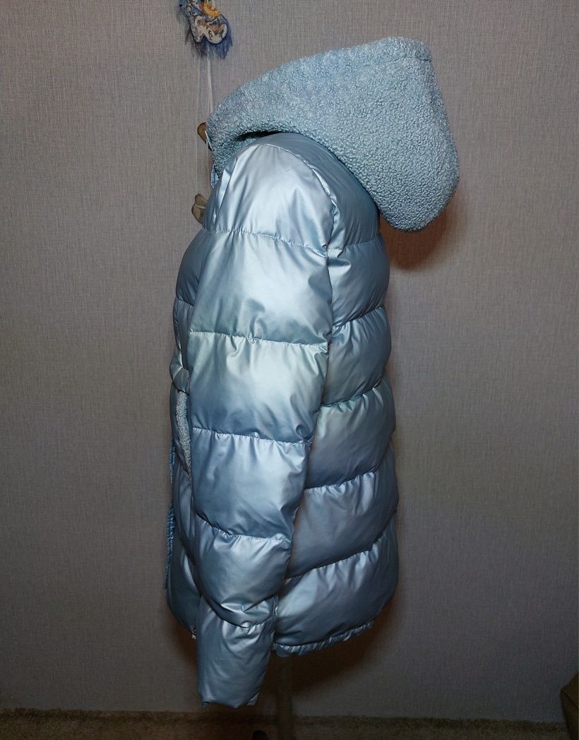 Зимняя куртка, пальто ZLLY (Zilanliya). Голубой металлик. S, 42-44.