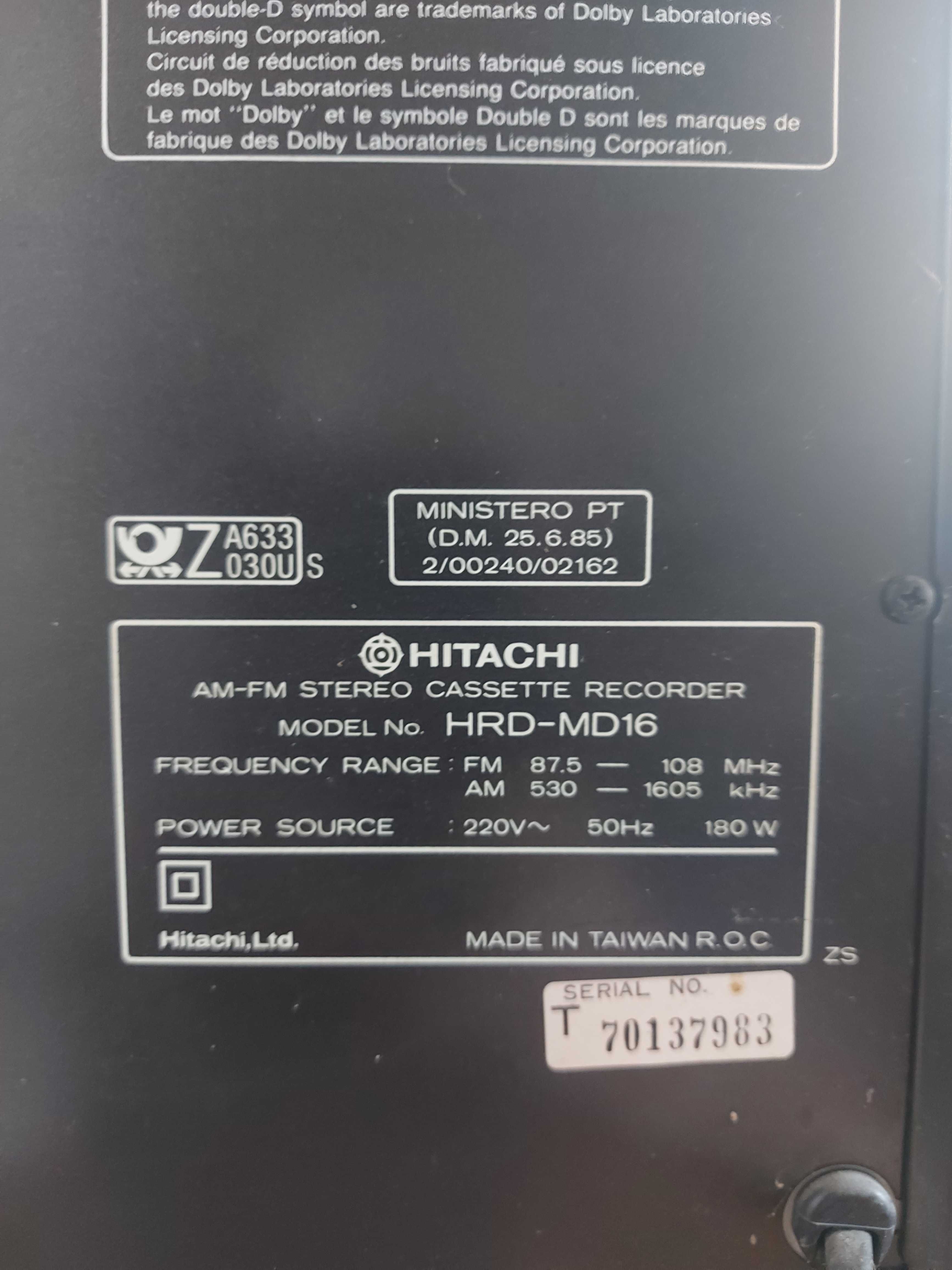 Retro Hi-Fi system Hitachi HRD-MD16