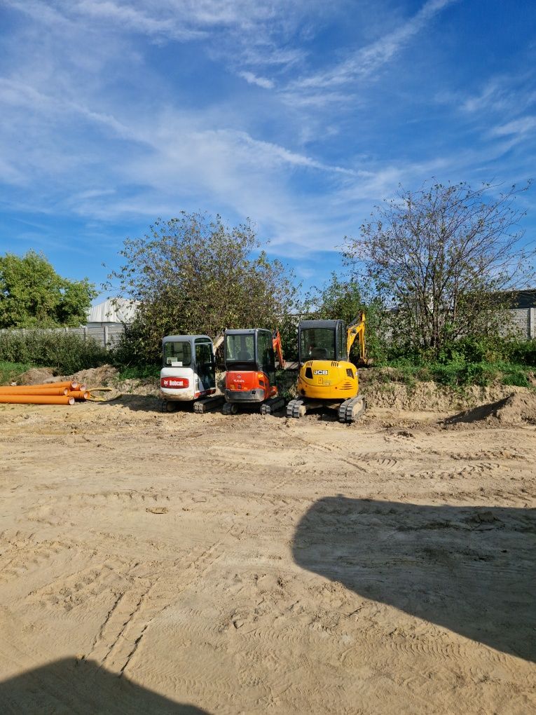 Usługi mini koparka 3,5 t / większą 4,5 t.  Wykopy usługi funadamenty