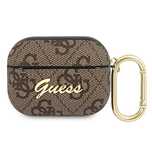 Etui Guess 4g Script Metal Collection na AirPods Pro - brązowe