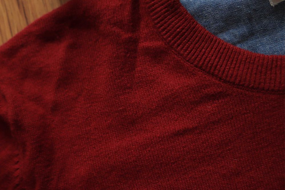 Sweter Sebago r. M czerwony męski okrągły dekolt bawełna kaszmir