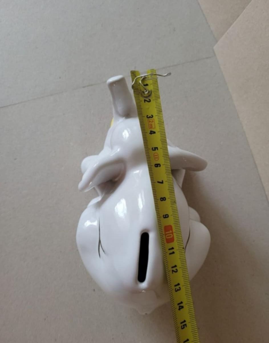 Biały kolekcjonerski ceramiczny słoń,  skarbonka