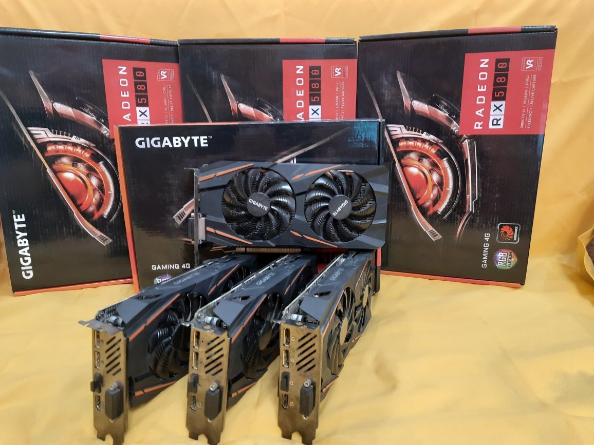 КАК НОВАЯ Видеокарта Gigabyte RX 580 4Gb полн.компл. и другие карты