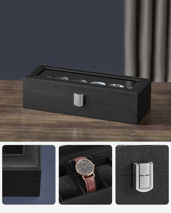 Eleganckie Etui na 6 Zegarków Pudełko zegarki męskie nowe