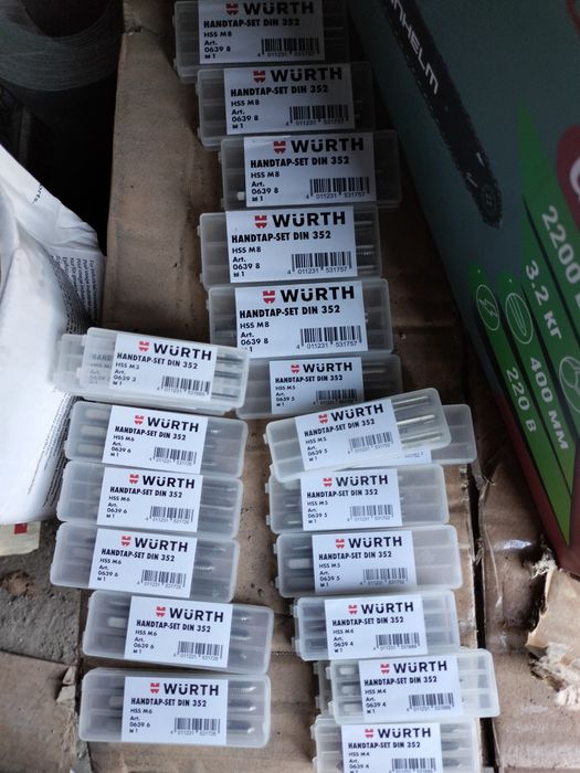 Набор метчиков 1-3 352 HSS Wurth размеры 3,4,5 (15 пачек)