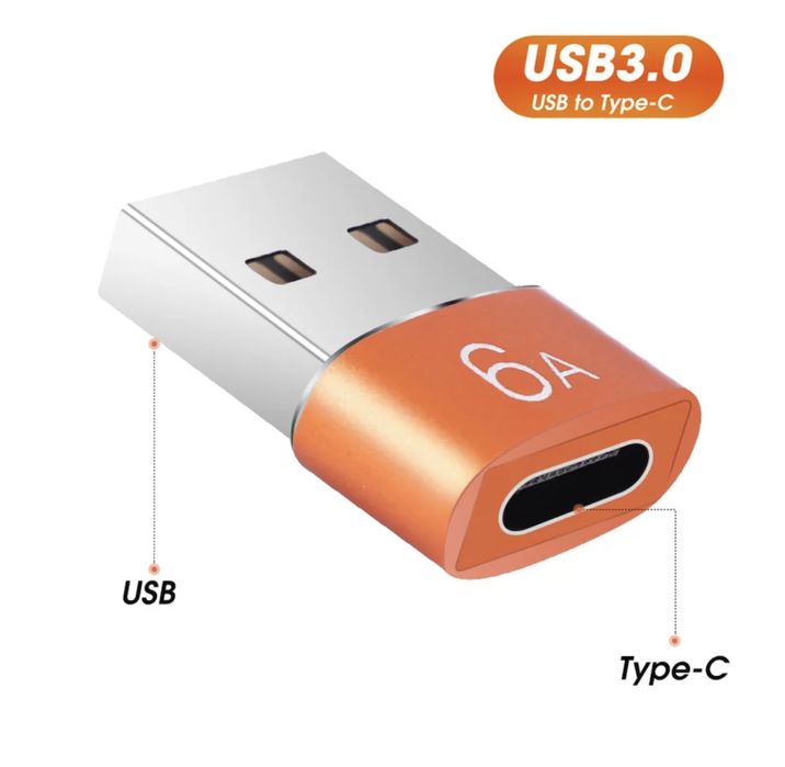 Адаптер переходник usb 3.0 - type c , быстрая зарядка.