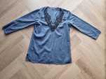 Granatowa bluzka rękaw 3/4 Moshi XL oversize tunika długa bluzka