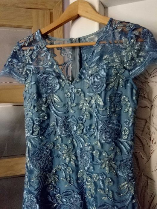 jak NOWA śliczna z gipiury koronki sukienka elegancka wieczorowa 36