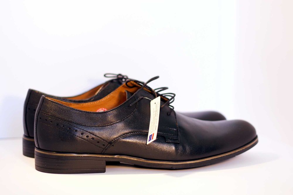 BUTY MĘSKIE 39 ROZMIAR CZARNE Wizytowe Skóra Hit Polski Producent