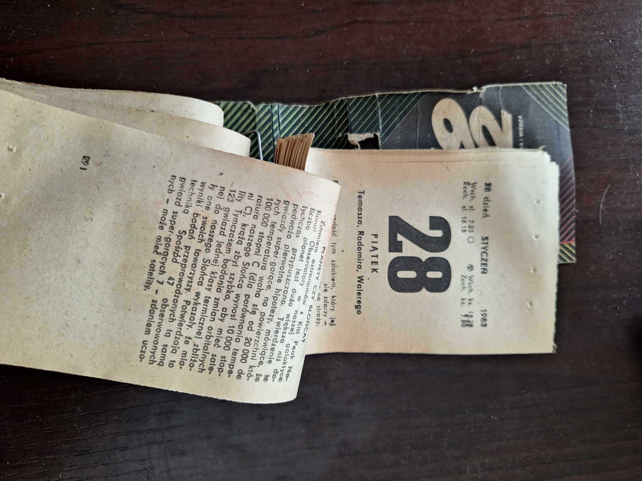 Kalendarz zdzierak rok 1983 r