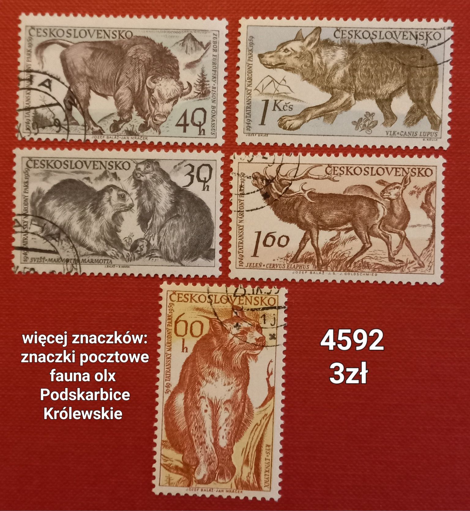 Znaczki pocztowe- fauna/Czechosłowacja 1