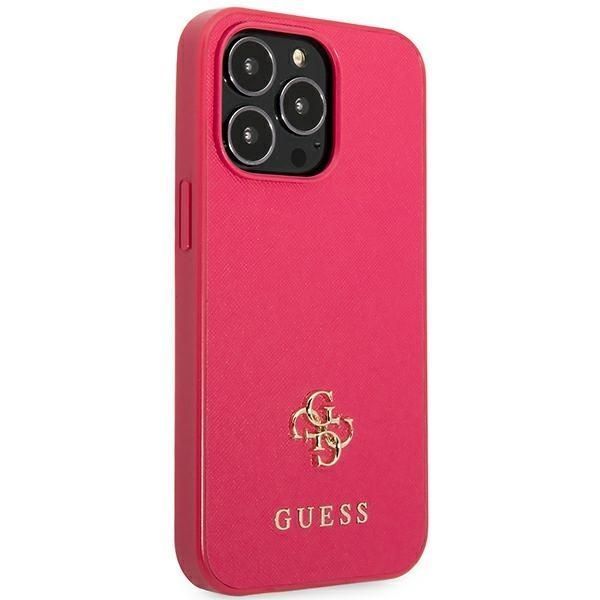 Etui Guess iPhone 13 Pro Max Różowe - Saffiano 4G Small Metal Logo