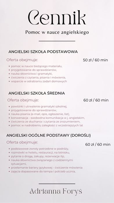 Korepetycje z angielskiego - Rakoniewice i okolice