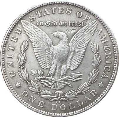 Сувенирная монета 1 Morgan Dollar 1880 CC («Моргановский доллар»)вид 2