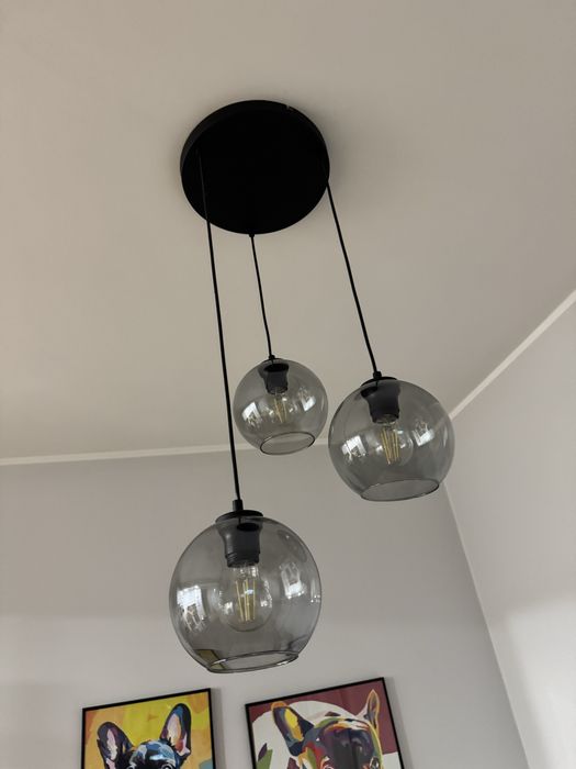 Lampa Żyrandol Trzy różne szklane Kule Transparent