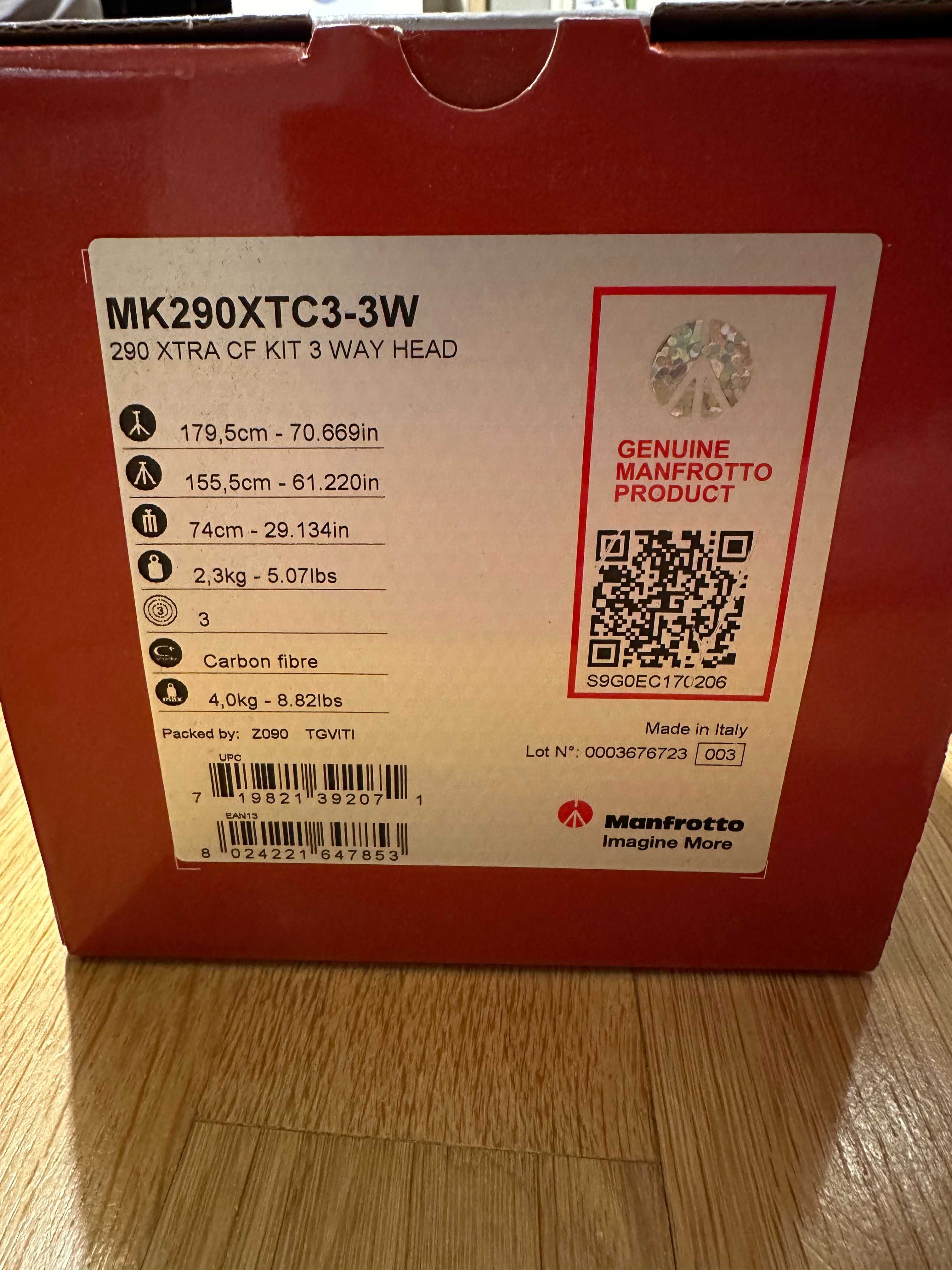 Statyw Manfrotto 290 xtra carbon (model: MK290CTC3-3W)