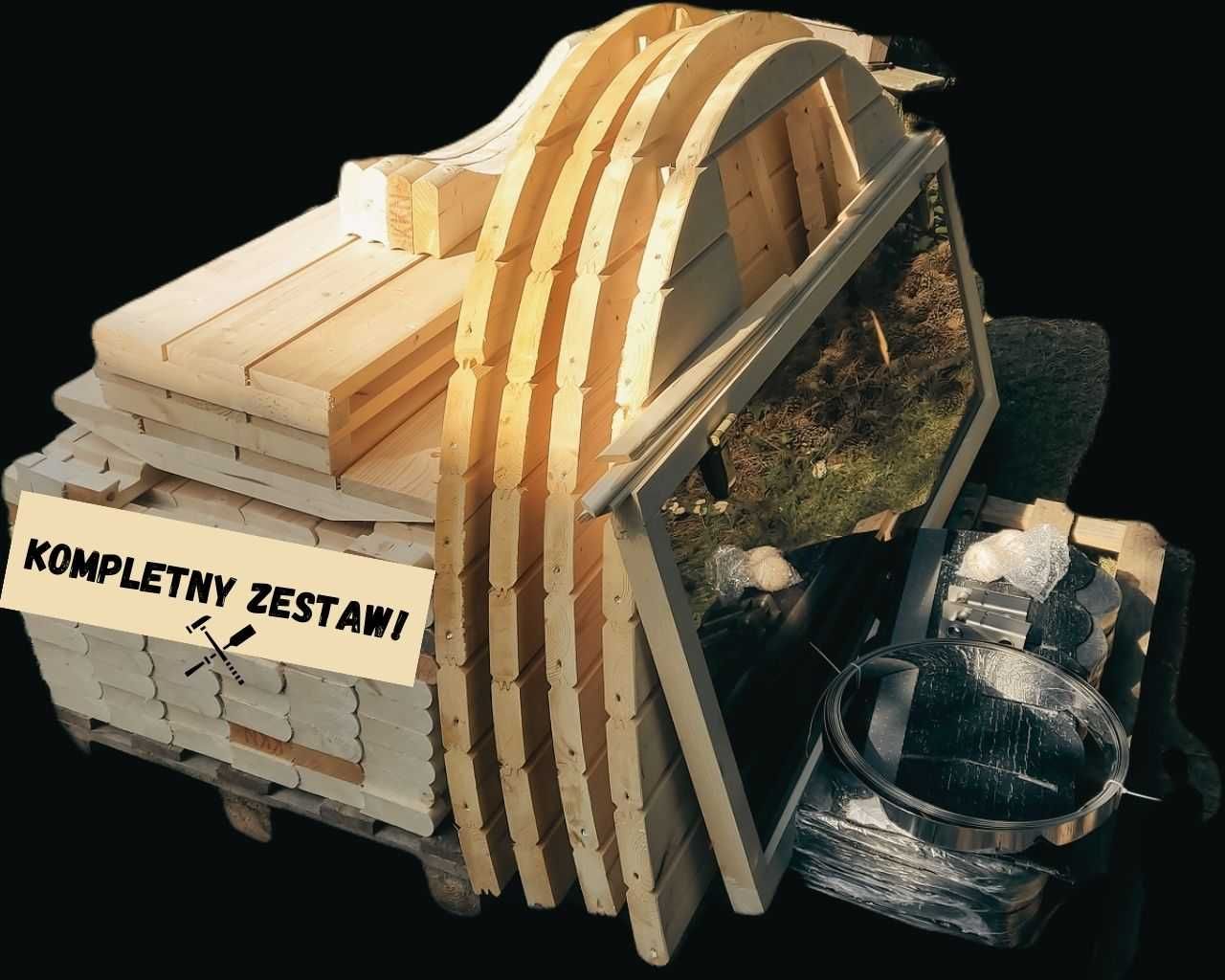 Sauna Ogrodowa Beczka samodzielny montaż FULL ZESTAW 2x2