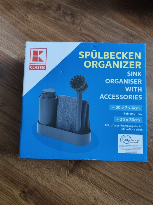 Organizer do zlewu kuchenny pojemnik dozownik na płyn do naczyń