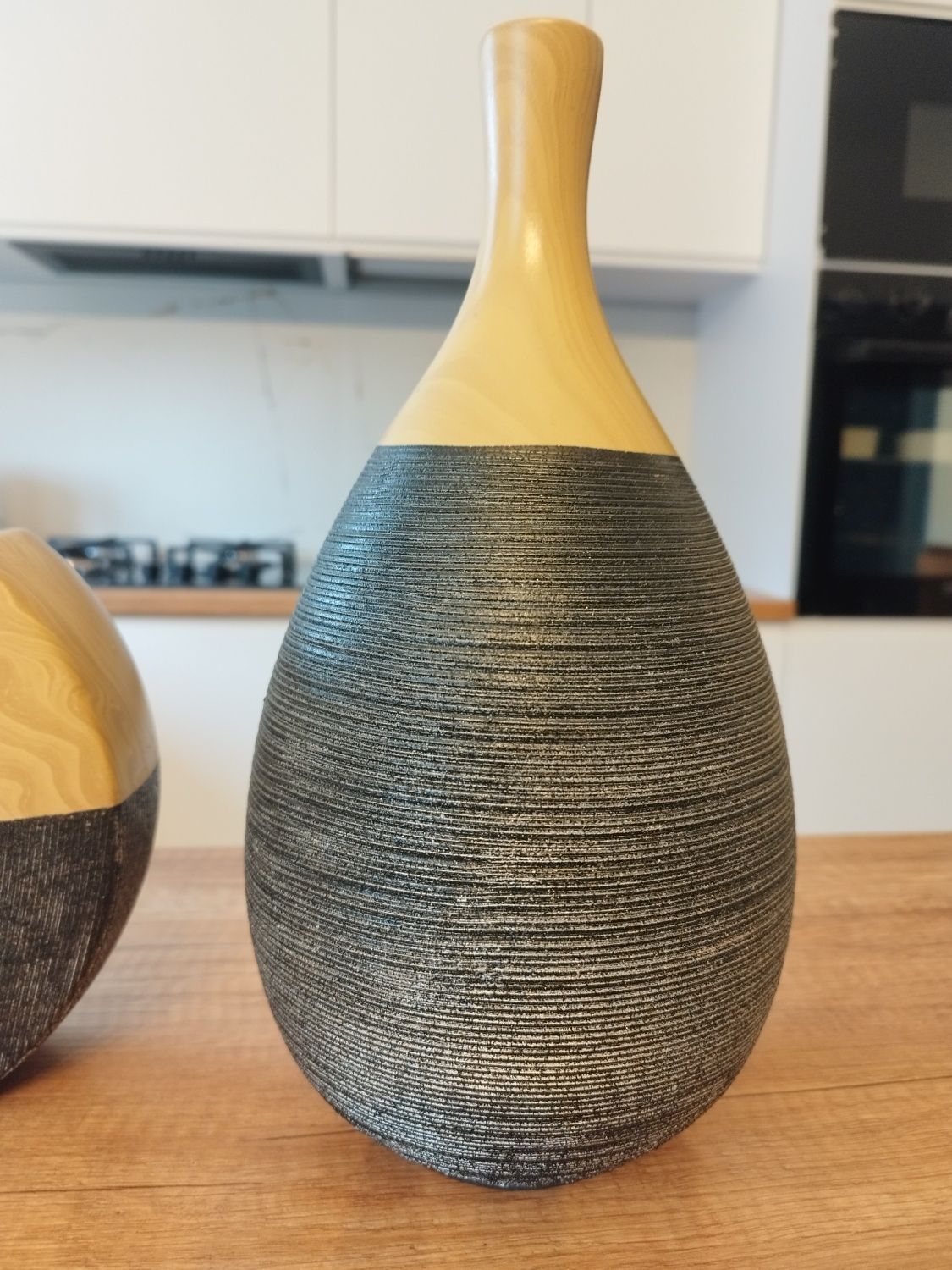 Wazon 2szt ozdoba ceramiczna loft beżowo czarny boho