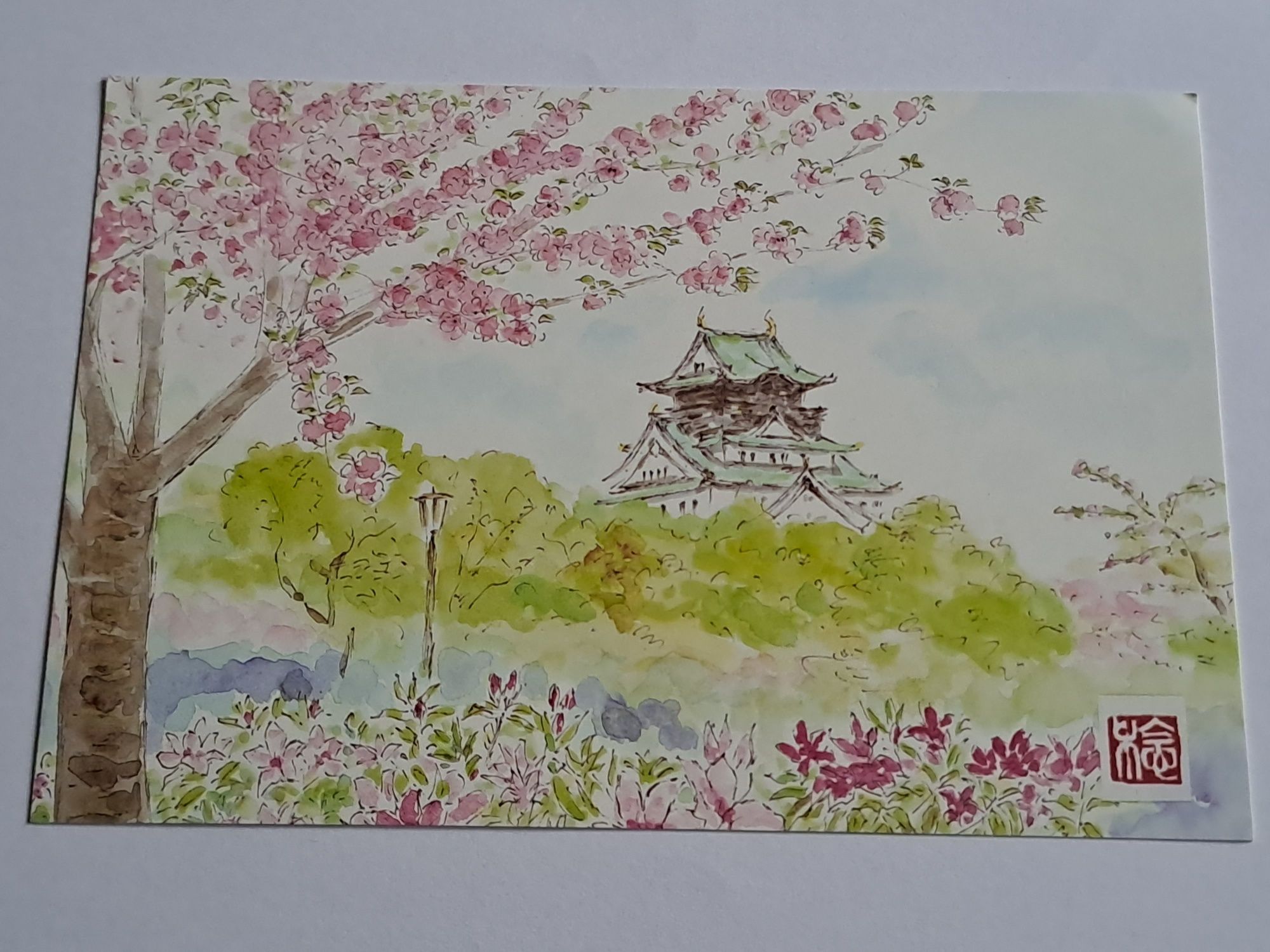 3 reprodukcje japońskich grafik. Japońskie pocztówki.