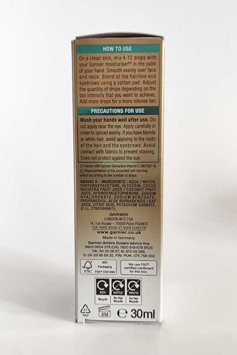 Kropelki samoopalające do twarzy Garnier Ambre Solaire Natural Bronzer