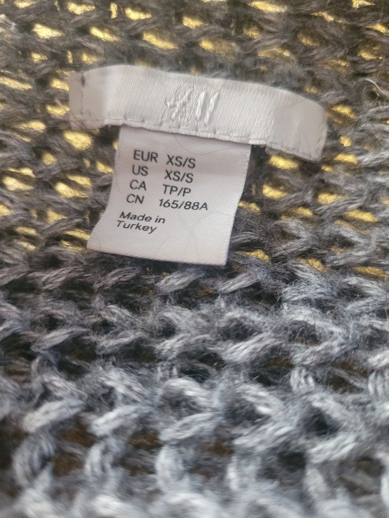 Szary wełniany kardigan oversize boho H&M